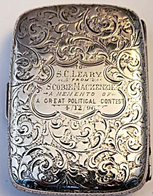 1896 English Sterling New Zealand “Great Political Contest” Cigarette Case