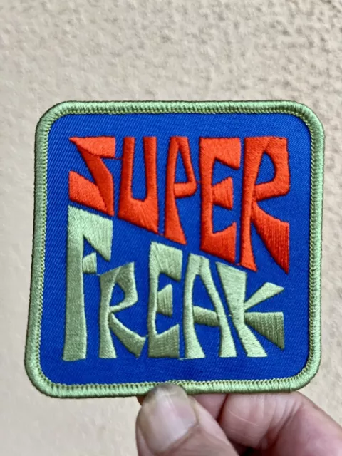 Super Freak Iron On Patch Blue Green Orange Embroidered