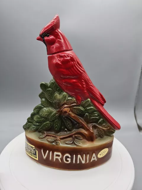 VINTAGE 1972 Ezra Brooks Virginia Cardinal Whiskey Decanter Heritage China #185