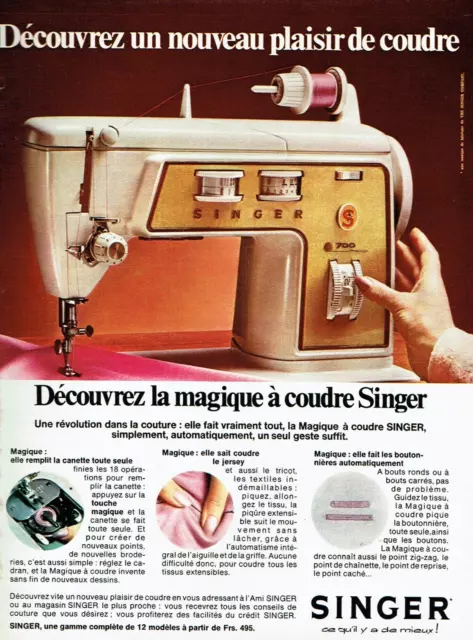 publicité Advertising 0523  1971   machine à coudre Singer   la Magique