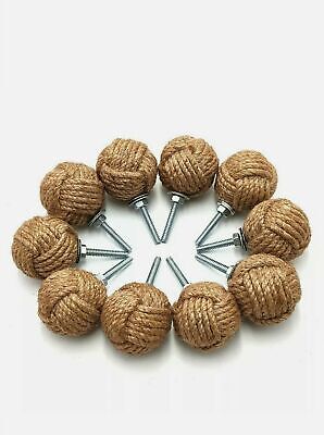 Door Knob Set Of 10 Knotty Door Knob Jute Rope Small Size For Cabinets Wardrobes 3