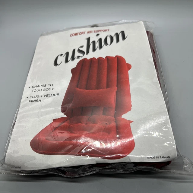 Inflatable Comfort Chair Cushion Lumbar Support Velour Covered red maroon Seat