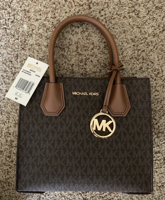 MICHAEL KORS MERCER MEDIUM MESSENGER CROSSBODY SATCHEL BAG MK BROWN NS $348 Orig