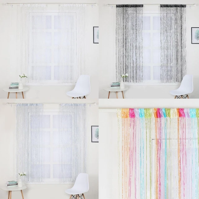 Noble white tassel door curtain insect protection and room divider 100x200 cm