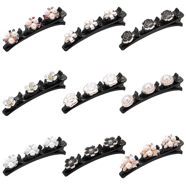 Boutons Strass Épingles à cheveux double couche Pinces à cheveux Bandes Clip