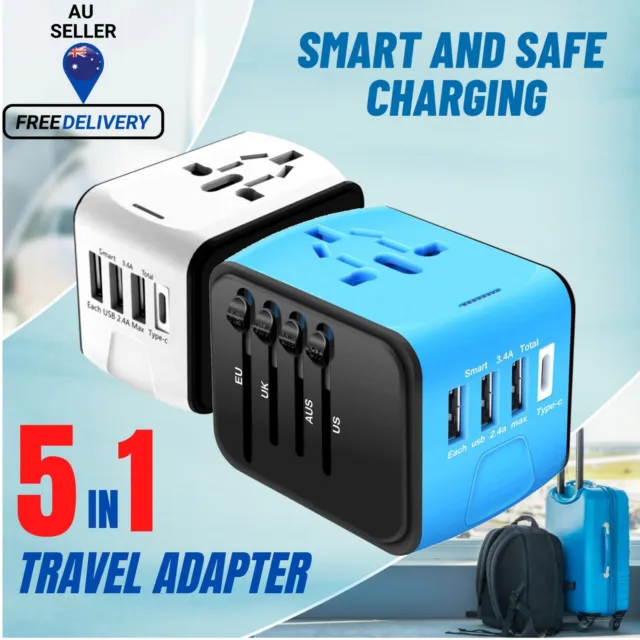 Universal Travel Adapter All-in-one High Speed USB Charger AC Wall Outlet Plug