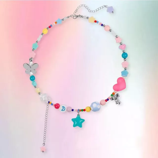 Dopamine Girl Necklace Beading Necklace Y2K Clavicle Chain Candy Color Bracelet