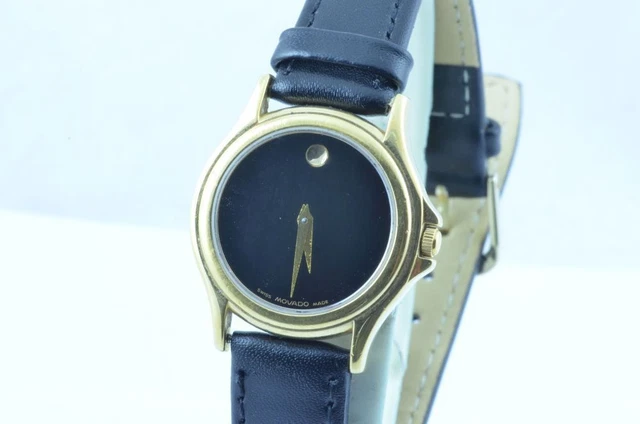 Movado Museum Orologio Raro Acciaio Alto 25MM Quarzo Placcato Oro