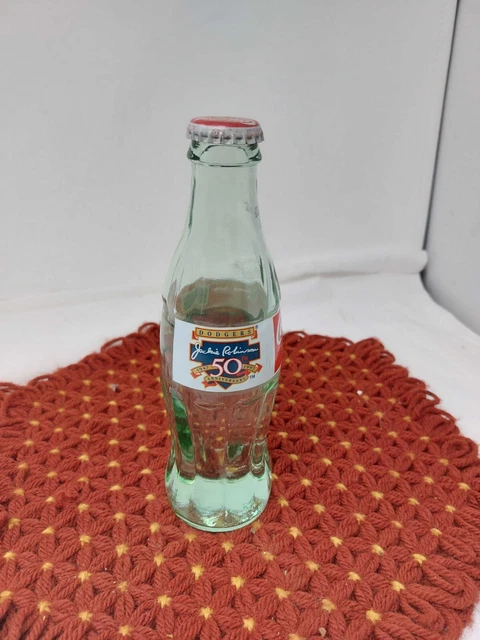 COCA-COLA 8 OZ Bottle 50TH ANNIVERSARY Dodger Jackie Robinson 1947-1997 ...