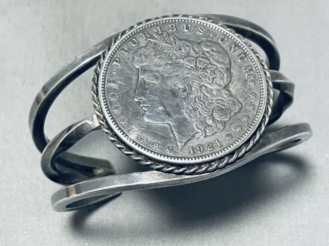Remarkable Vintage Navajo Morgan Silver Dollar Sterling Silver Bracelet