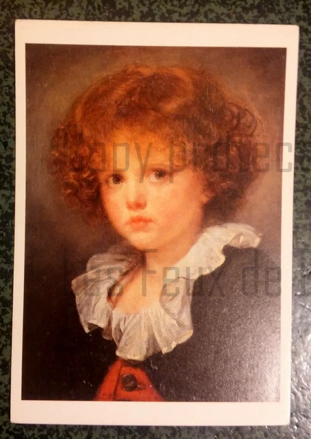 JEAN BAPTISTE GREUZE PETIT GARCON AU GILET ROUGE paint carte