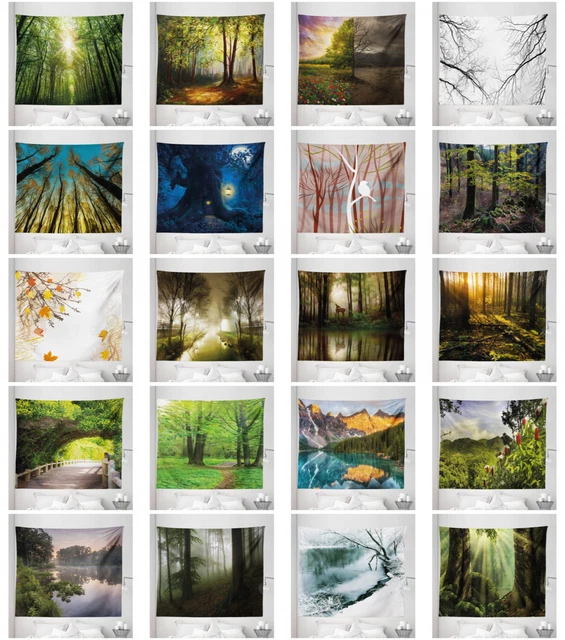 AMBESONNE FOREST SCENE Microfiber Tapestry Wall Hanging Decor in 5