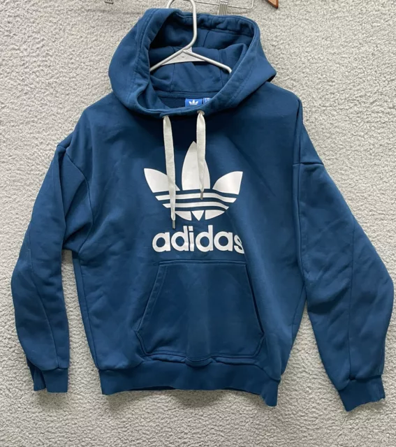 🔥 Adidas • Trefoil Blue Green Teal Hoodie Sweatshirt • Women Sz S