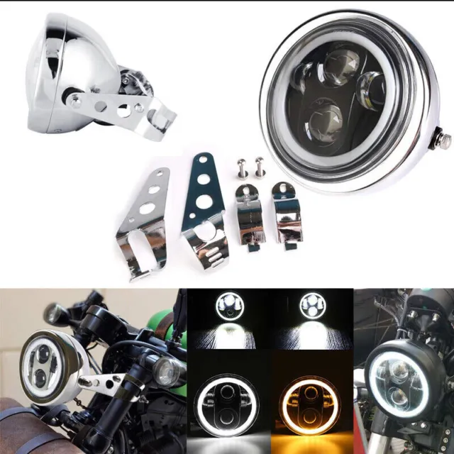 5.75 inch 5-3/4 LED Headlight Projector DRL + Houisng Bucket For Dyna Sportster