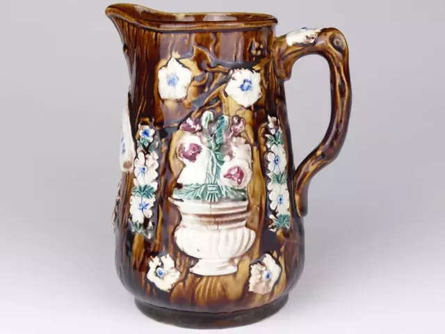 Antique Measham Treacle Glazed Bargeware Jug 'Thomas Clegg Facit 1882'