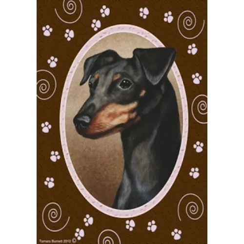 Paws Garden Flag - Uncropped Black and Tan Miniature Pinscher 170841