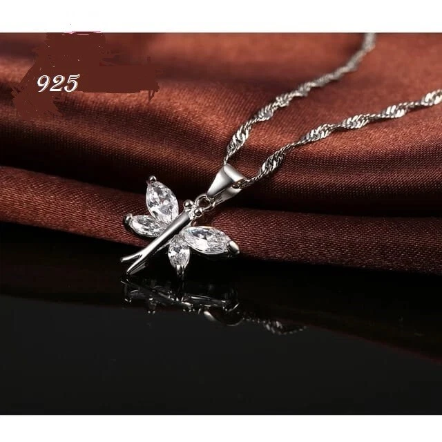 collier chaîne pendentif en argent massif ; Zirconiums
