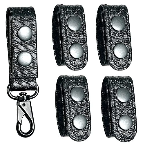 TACFR Duty Belt Keeper with Double Snaps(Set of 4) +1 Keeper with Strong Metal K