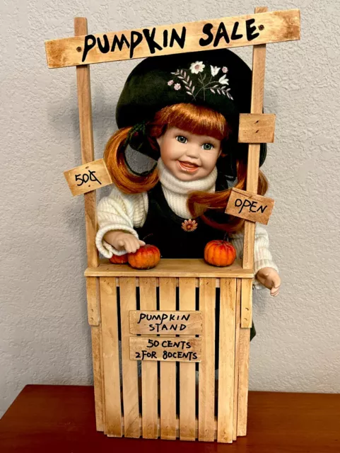 Heritage Signature Collection Porcelain Doll Becky’s Pumpkin Patch Stand Autumn