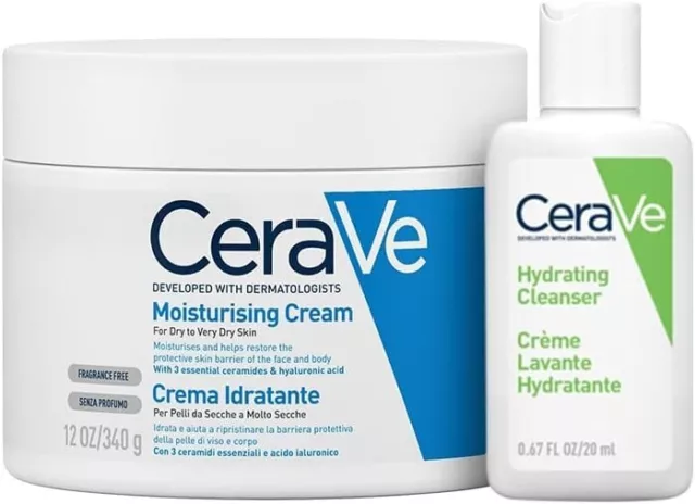 CeraVe Kit Corpo e Viaggio, Crema Idratante Viso e Corpo, Per Pelle Secca, Con A