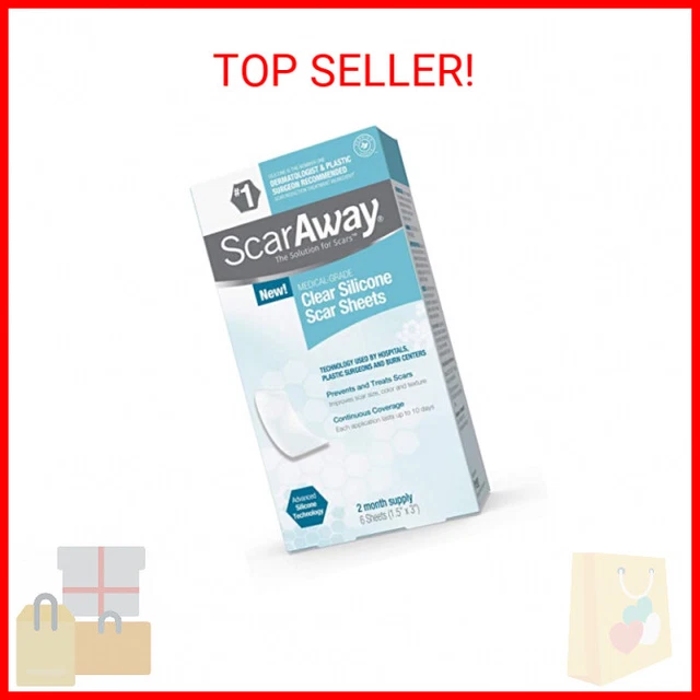 ScarAway Advanced Skincare Silicone Scar Sheets, Silicone Scar Sheets for Body S