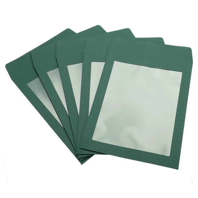 Completa Cara Ventana Sobres 10 Paquetes A5 Transparente Una Cara, Verde