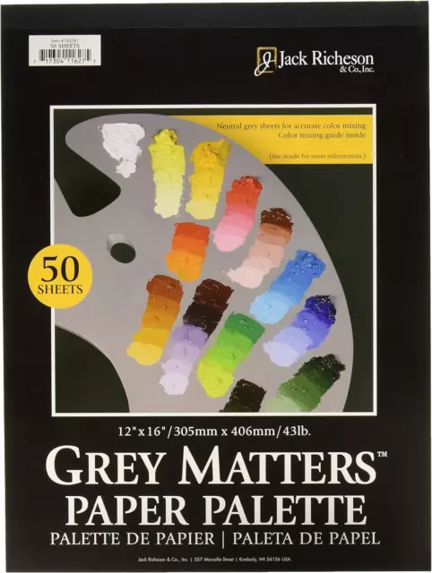 Jack Richeson Grey Matters Paper Palette, 12 by 16-Inch, 50 Sheets - JACK-100281