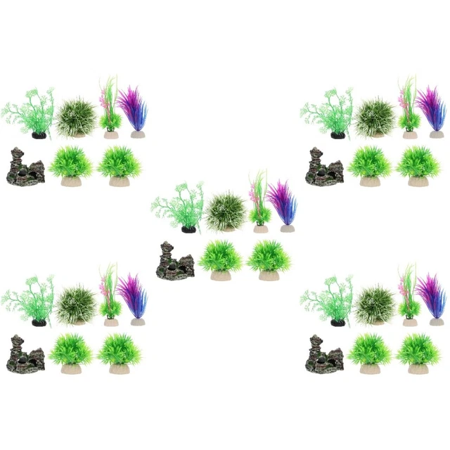 5 Sets Abs Aquarium Decoration Plants Pets Fish Tank Landscape Prop
