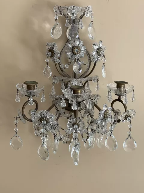 PAIR Antique Maison Bagues Beaded Crystal Wall Sconce Sconces Candelabras