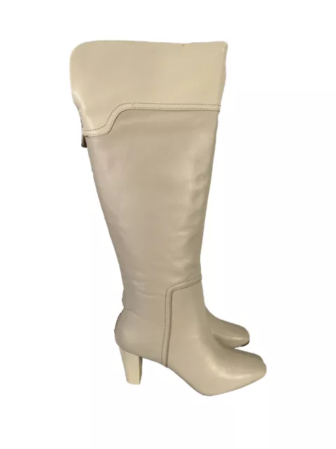 NEW Bandolino Women's Ivory Leather Viet Over The Knee Boots - 7.5 2