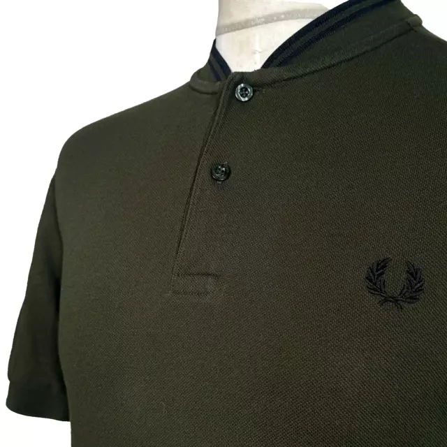 Fred Perry Bomber Polo Shirt - Hunting Green/ Black - Size L - Mod 60s Scooter