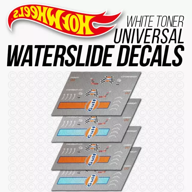 1/64 GULF STRIPE GASSER Custom White Toner Universal WaterSlide Decal Hot Wheels