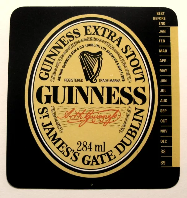 Carlton &  United Breweries GUINNESS - EXTRA STOUT beer label AUSTRALIA 284ml