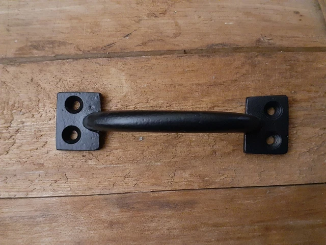 Set of 4 Cast Iron Black Farmhouse 4" Handles -Cabinet Door Gate Pulls 3