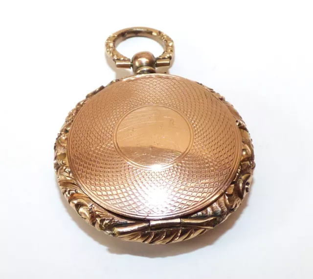 Antique Georgian Rose Gold Cased Locket Pendant Repousse Border Locket Hinged