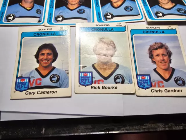 NRL 1980  CRONULLA SCANLENS RUGBY LEAGUE CARDs x  7 mixed lot 3 HAVE CREASES 2