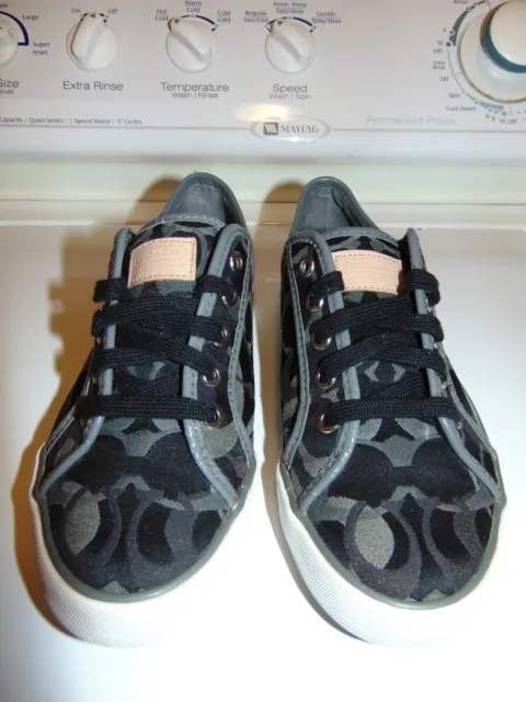 Coach Dee Q998 Signature Gray & Black Denim Women's Sneakers - Size 6.5B