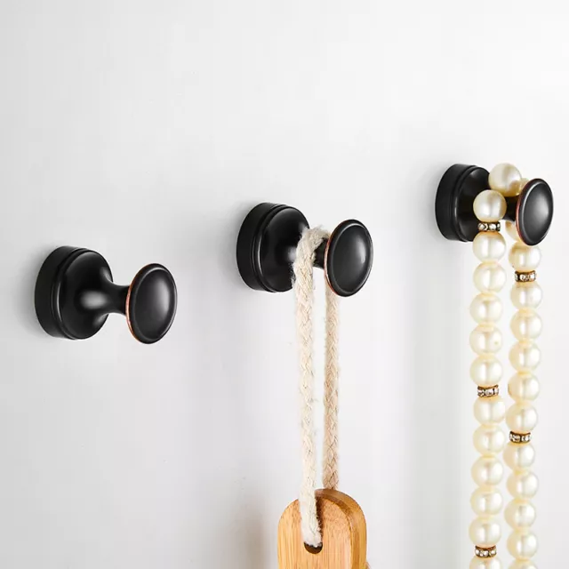 3Pcs Black Robe Hook Wall Hook Towel Hook Clothes Coat Hook Hanger Bath Kitchen