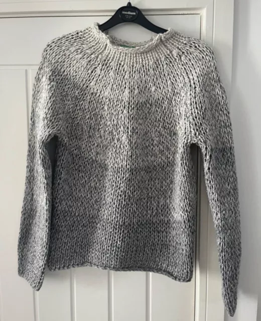 united colours of benetton jumper wool grey size medium 8 10 12