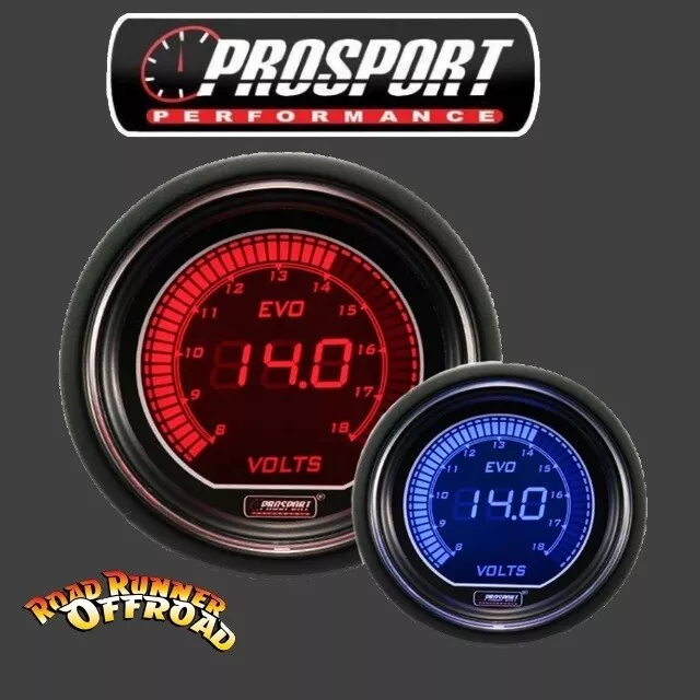 Prosport EVO Digital VOLT Gauge Red Blue 52mm