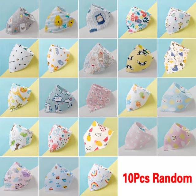 10 Pack Baby Bandana Dribble Bibs Organic Cotton Baby Infant Boys Girls Toddler