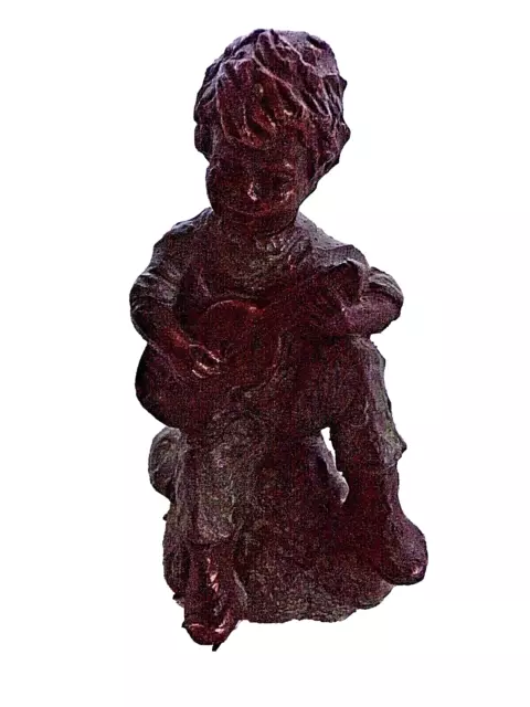 Statuette/figurine en terre cuite vintage-enfant musicien-fait main/handwerk