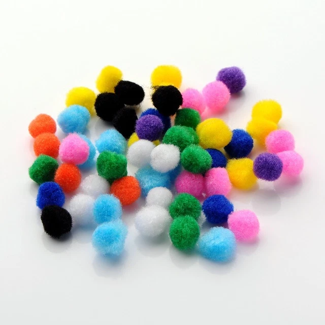 LOT 5 BRELOQUES POMPONS GLANDS COTON MULTICOLORE / DORE 25 mm - CREATION BIJOUX