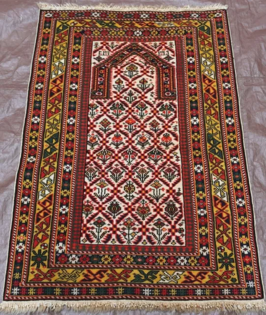 2'4"x3'7 Antique Caucasian Shiravan Dated Prayer Hand Knotted Wool Rug Excellent