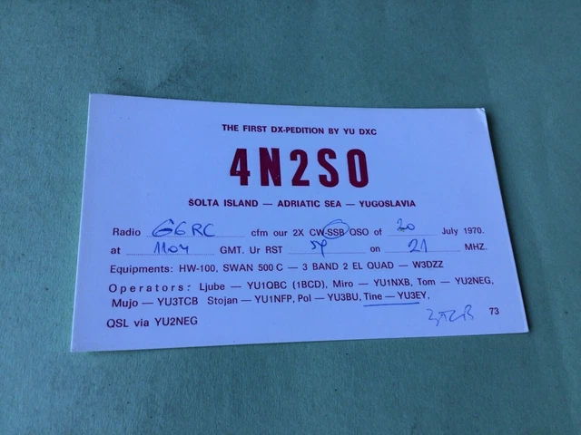Vintage QSL Radio communication card Solta Island Ref 52701