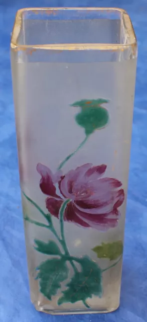 Ancien vase pate de verre travaille à l'acide fleur de pavot