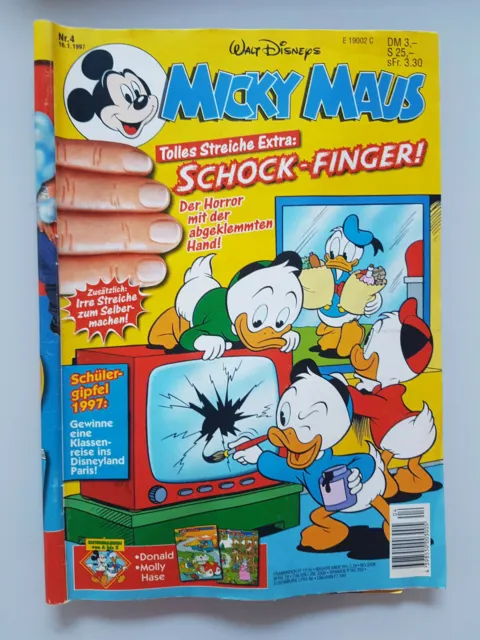 Micky Maus Comicheft  Nr.4 1997 mit Beilage und Sammelkarten