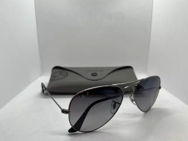 Authentic Ray-Ban RB3025 Large Aviator Silver Polarized Sunglasses