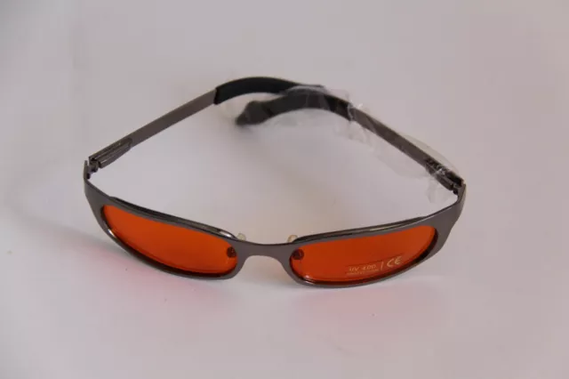 Farb Brille Sonnenbrille  Gläser Orange Rahmen Aus  Metall Silberfarben
