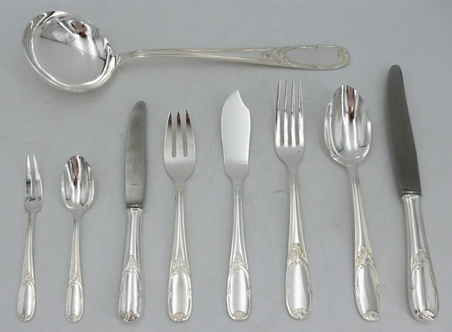 97pcs Louis XV Style Silver Metal Housewife, Excellent Condition. 2